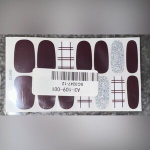 $1 Burgundy and Silver Nail Sticker Wraps. New $1 WITH ANY $10 ORDER OR MORE